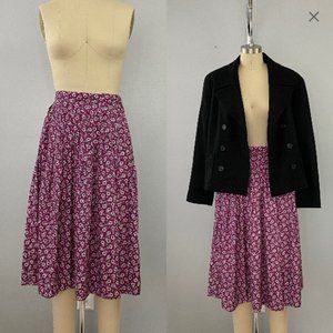 Vintage Pleated Floral Skirt